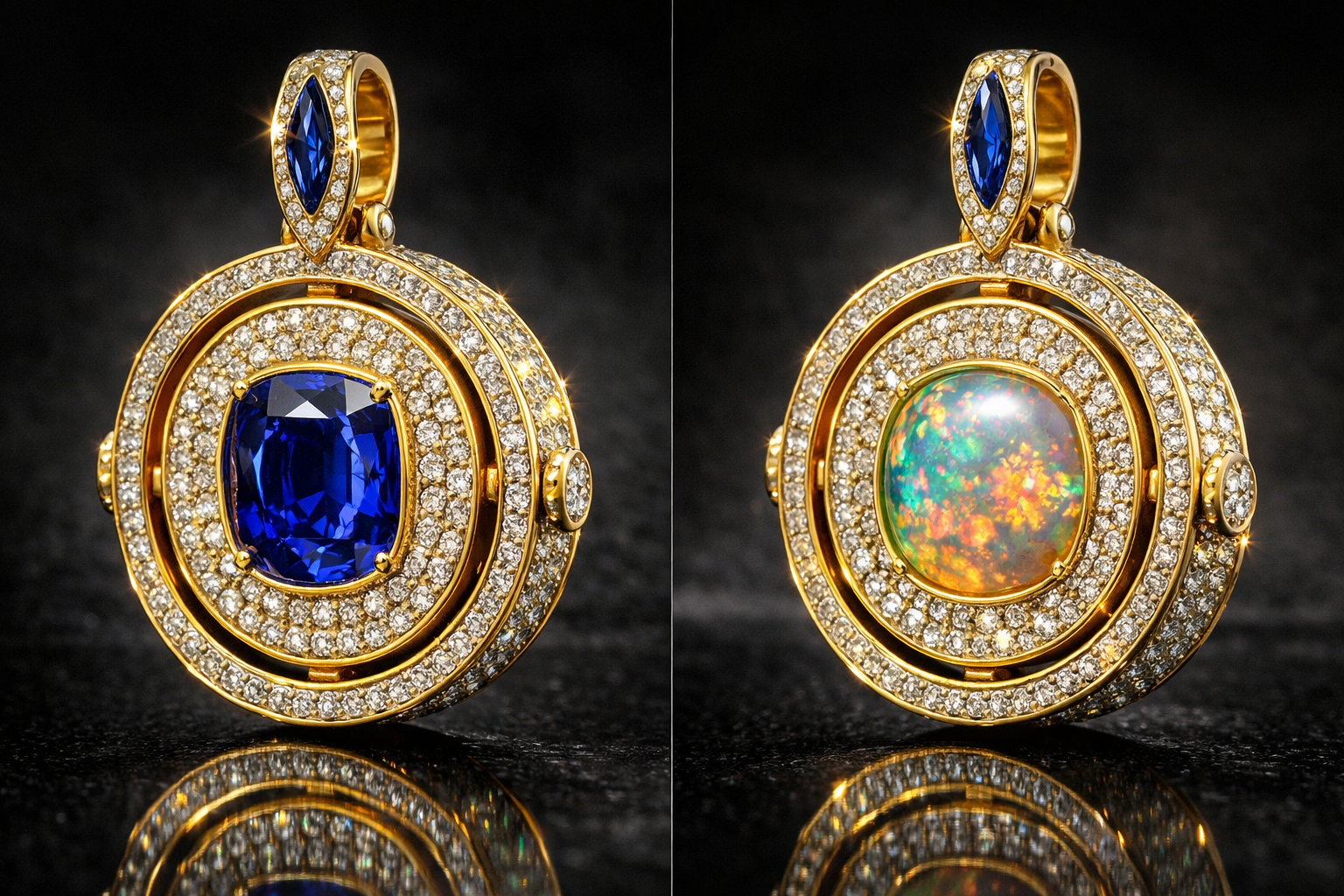 Twin stone spinner pendant by Nate Savard