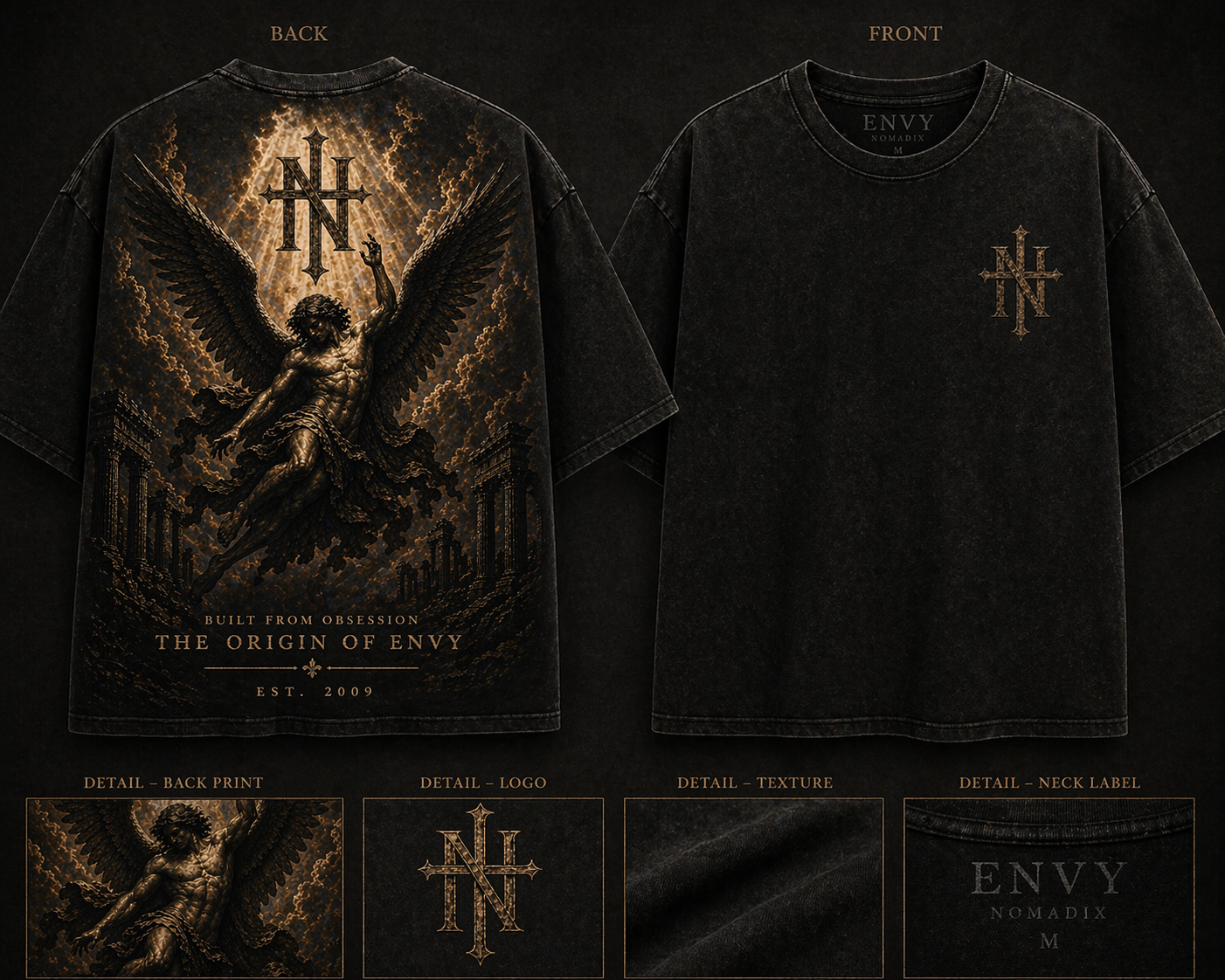 Envynomadix origin of envy shirt layout with details